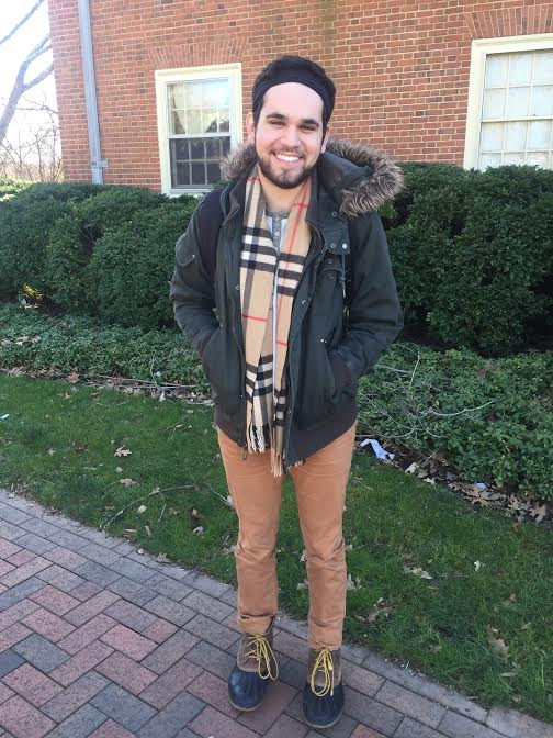 This jacket is from Forever 21 and I bought it because it was cheap, warm and I like the fur collar, said junior Andrew Guido. 