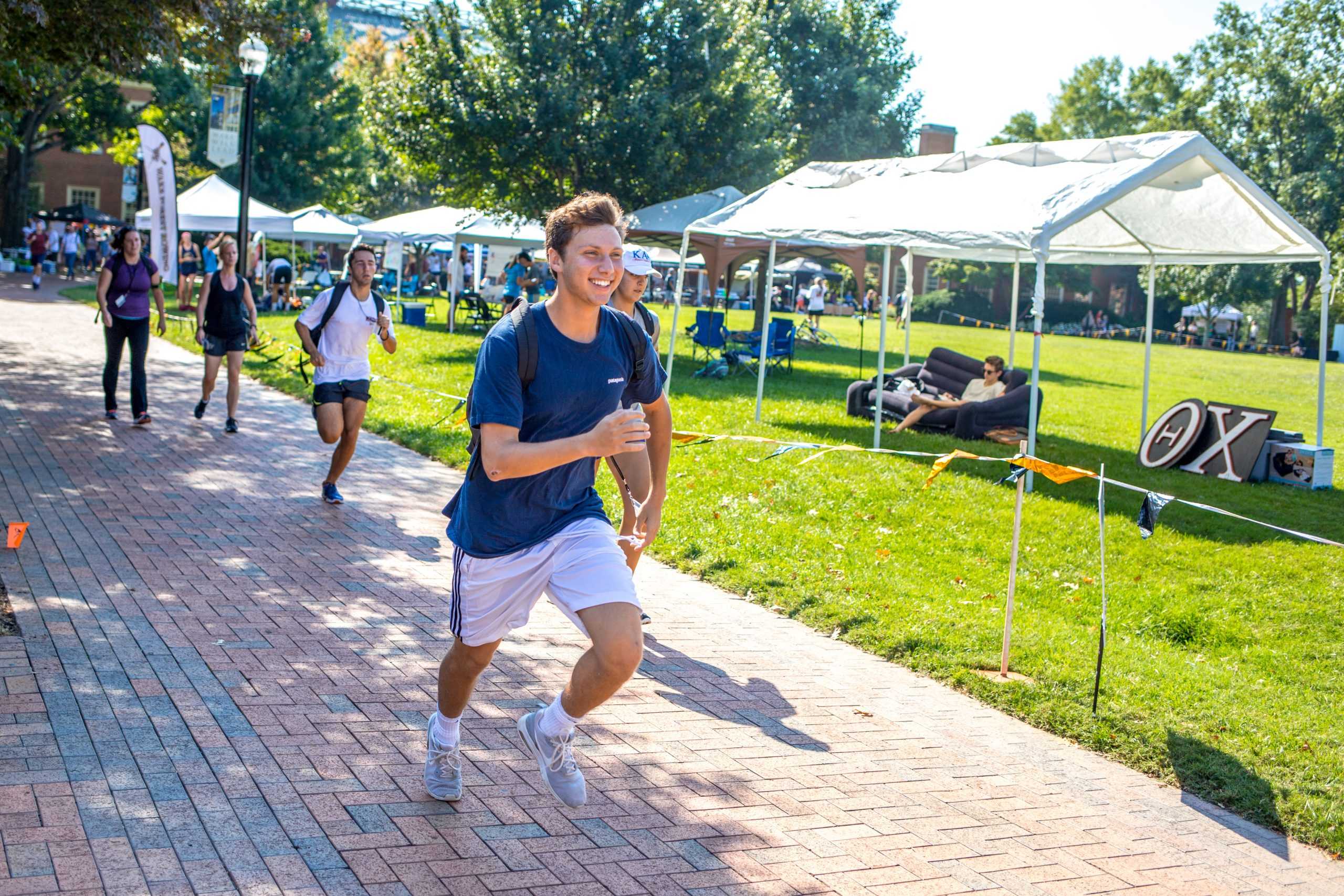 Students, staff and faculty have fun running laps on Hearn Plaza in Hit the Bricks.