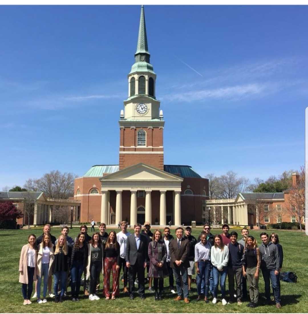 Photo Courtesy of Dr. Ron Von Burg/WF Communication Department 
                                       
The Great Teachers class with the 3 Great Teachers at Wait Chapel
