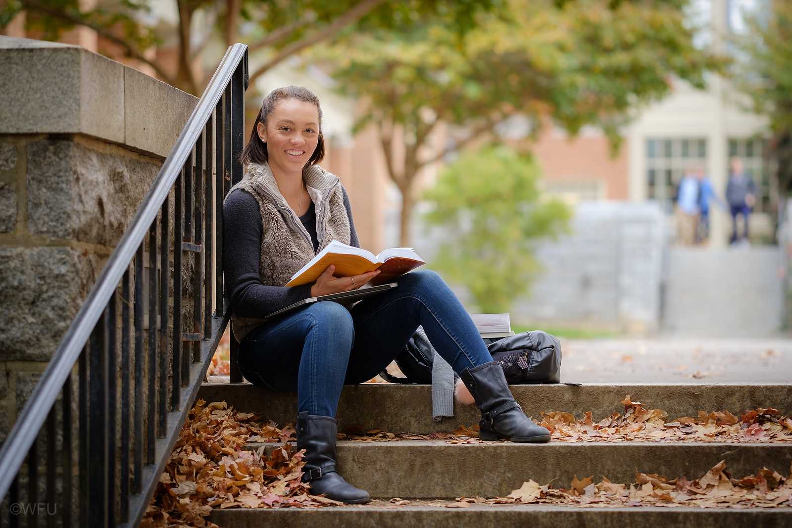 Wake Forest junior Asia Parker studies outdoors on campus on Monday, November 14, 2016.
