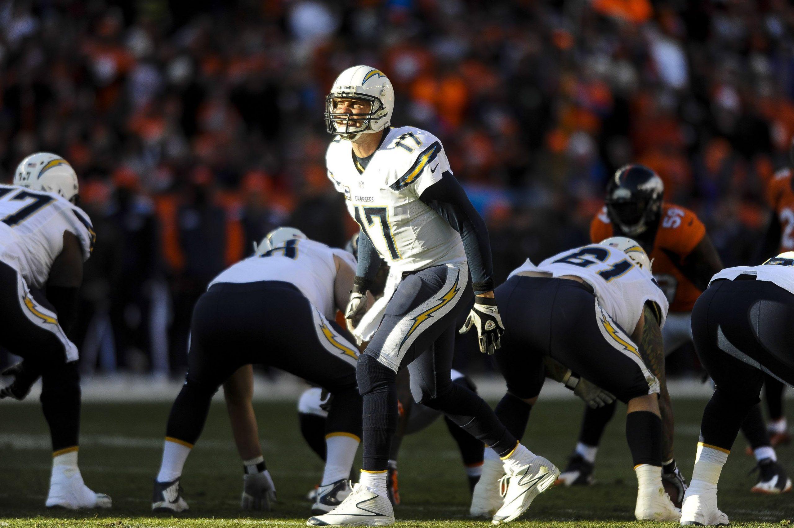 San Diego Chargers quarterback Phillip Rivers yells at his team during the AFC divisional playoffs against the Denver Broncos in Denver on Sunday, Jan. 12, 2014. (Michael Ciaglo/Colorado Springs Gazette/MCT)