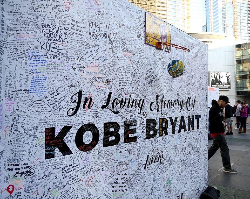 Fans leave messages on memory boards at Staples Center in Los Angeles to remember the late Kobe Bryant who perished in a helicopter crash on Jan 26, 2020. [Jayne Kamin-Oncea/USA TODAY Sports]