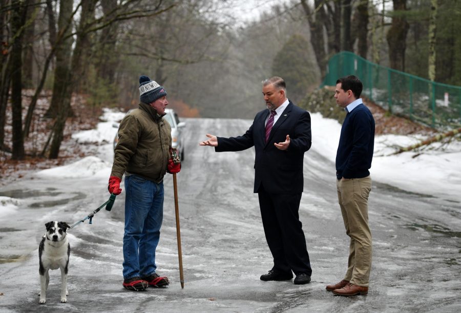 Patrick+Culhane+of+Worcester+holds+his+dog+Mias+leash+as+he+talks+with+Town+Adminstrator+Mike+Nicholson+and+Rutland+Selectman+Jeff+Stillings+near+a+closed+gate+in+the+trail+system+in+Rutland+State+Park+on+Tuesday.+%5BT%26amp%3BG+Staff%2FChristine+Peterson%5D