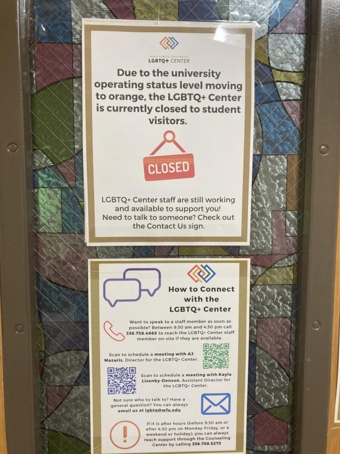 Though the LGBTQ Center (left) and Women’s Center (right) are closed to visitors, virtual programs can still occur to support students (Aine Pierre/Old Gold & Black)