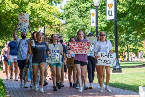Hundreds of students marched around Hearn Plaza demanding accountability from university administrators. 