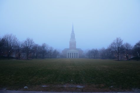 Wait Chapel was blanketed by a smoky fog last week.