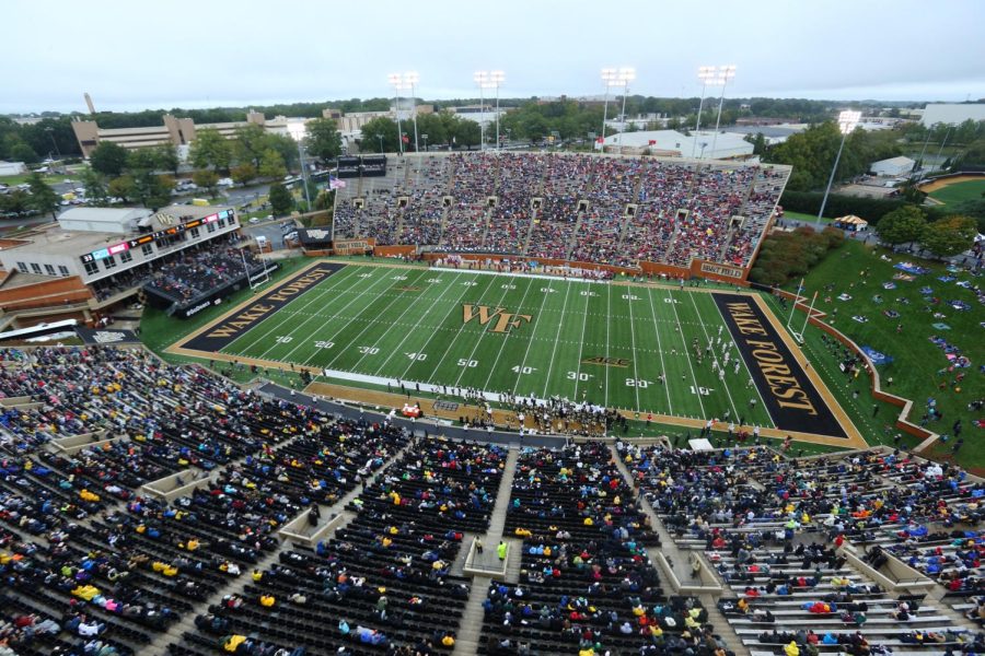 The+Wake+Forest+student+section+is+scarcely+populated+for+a+2015+game.