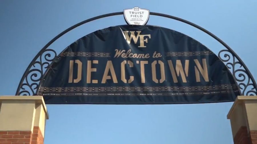 A sign at Truist Field welcomes visitors to Deactown.