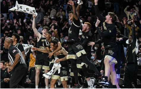Wake Forest celebrates as a team.
