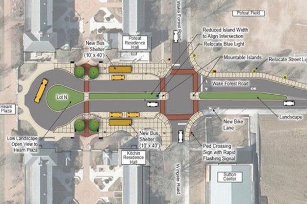 The new construction on Wake Forest Road will require restructuring of the surrounding area as well.