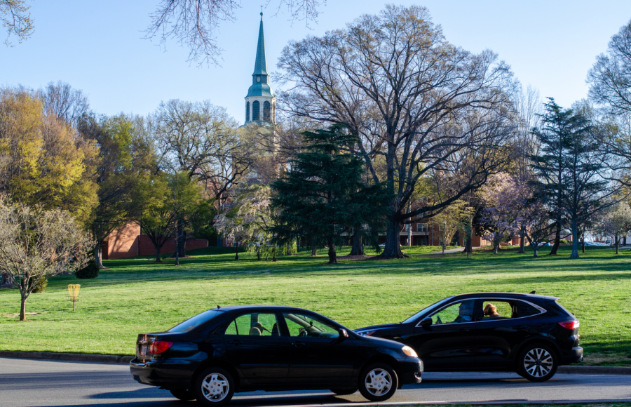 Wake Forest Road currently makes drivers drive around Davis Field.