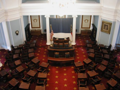 A photo of an empty North Carolina Senate chamber