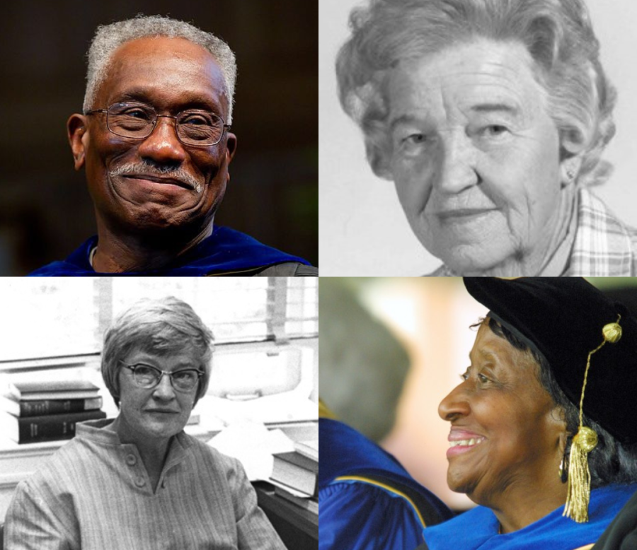 Four images in a 2 by 2 grid. On the top left is Dr. Herman Eure, on the top right is Professor Marge Crisp, on the bottom left is Dr. Elizabeth Phillips and on the bottom right is Dolly McPherson.