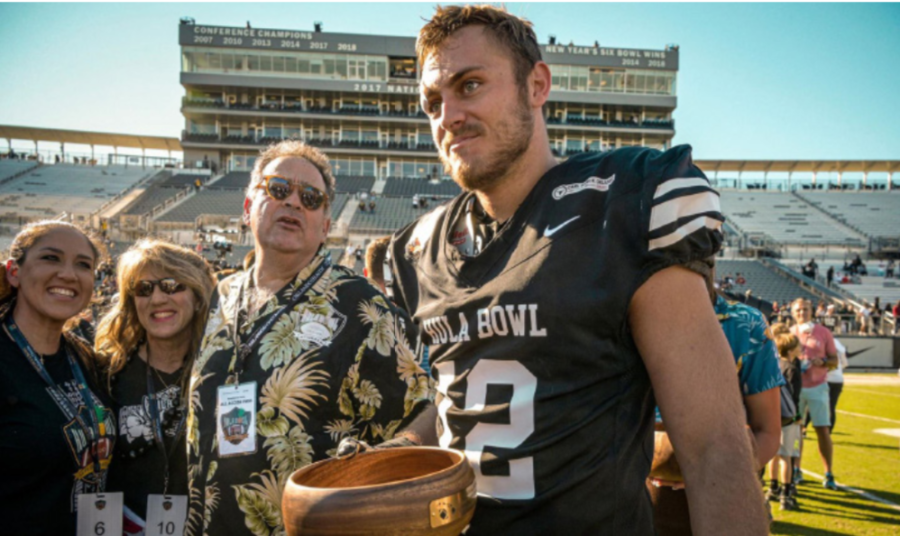 Linebacker Luke Masterson received the Defensive Most Valuable Player award at the Hula Bowl following his last season with Wake Forest, in which he lead the team in total tackles.