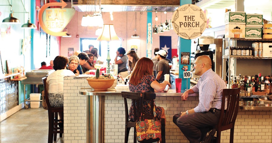 The Porch Kitchen and Cantina boasts a comforting environment.