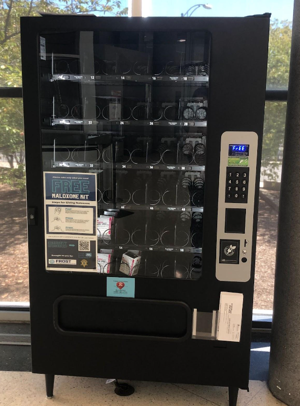 The vending machine stands empty on the afternoon of Sept. 21