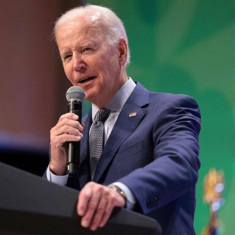 Joe Biden, who recently pardoned those convicted of federal marijuana offenses, speaks at a White House conference.