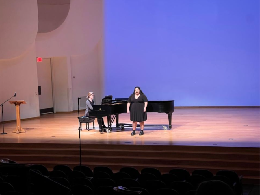 A Wake Forest student sings a song by Florence Price during a Feb. 5 concert.
