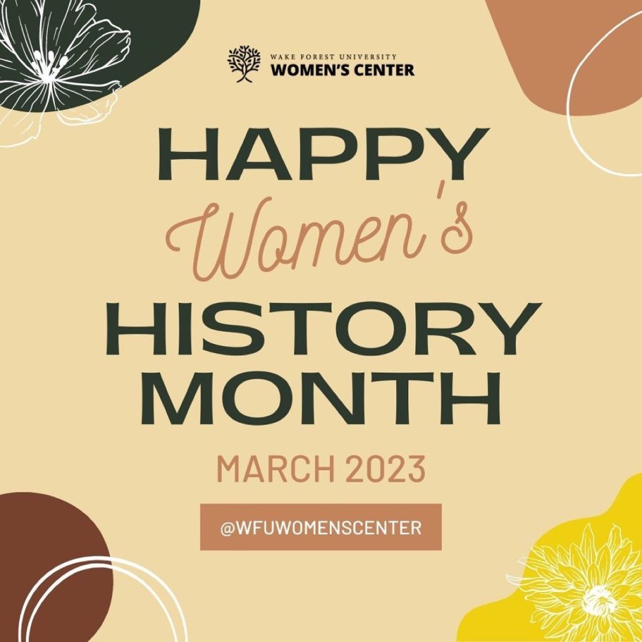 A flier from the Womens Center advertises Womens History Month.