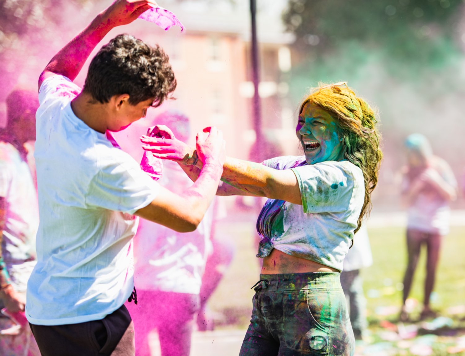 Colored powder flies as Hindus celebrate Holi