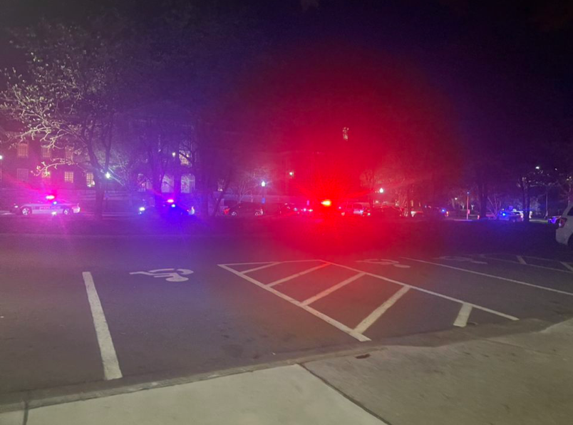 Police respond to a report of gunfire in or near Reynolda Hall Sunday night.