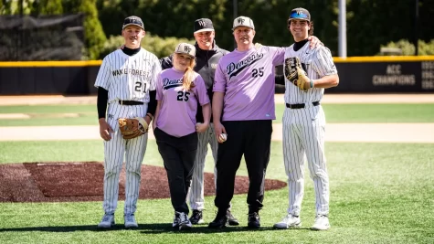 The first game of Sundays doubleheader was Wake Forests Epilepsy Awareness Game. Wake Forest players wore lavender practice jerseys.