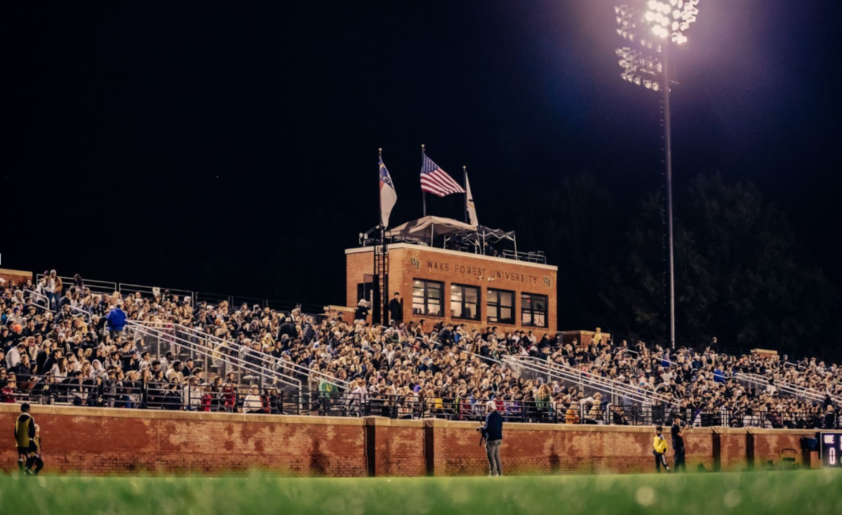 Student sections, like the one at Spry Stadium pictured here, are the place to be when Wake Forest sports teams play their biggest games.