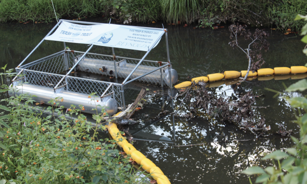 A trap installed by Yadkin Riverkeeper keeps litter from getting into the river.