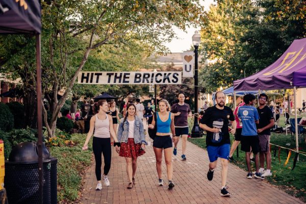 Wake Forest students, faculty and staff run laps around Hearn Plaza to raise money for the Brian Piccolo Cancer Fund during Hit the Bricks on Oct. 6, 2022.