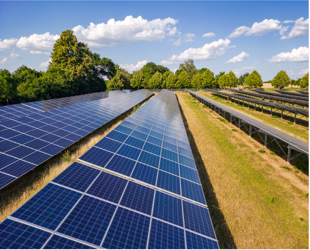 An acre of electricity producing solar panels saves between 267,526 to 303,513 pounds of carbon dioxide per year. (Source: Columbia Climate School)