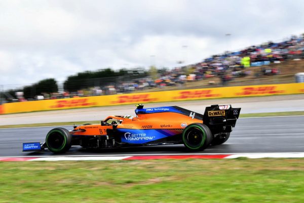 McLaren driver Lando Norris speeds past at the 2021 Turkish Grand Prix. Norris dons British American Tobacco’s “A Better Tomorrow” campaign on his sidepod. (Courtesy of Automotive Rhythms/flickr is licensed under CC BY-NC-ND 2.0)