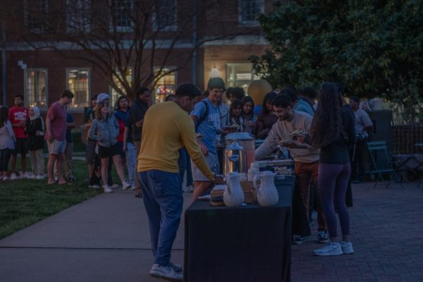 Members of the Wake Forest community line up to receive food at the annual Fast-A-Thon, an event held by the Muslim Student Association in celebration of the holiday of Ramadan.