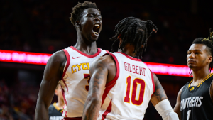 Forward Omaha Biliew (left) committed to Head Coach Steve Forbes and the Wake Forest Men’s Basketball program after entering the transfer portal. (Courtesy of Iowa State University Athletics)