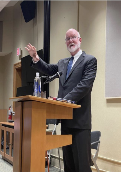Dr. Sean Casey speaking to members of the Wake Forest community on Feb. 20, 2024. (Courtesy of Mary F. Foskett)