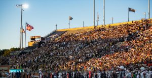 Wake Forest football fans look on during the first half of last week's 31-30 loss to Virginia.