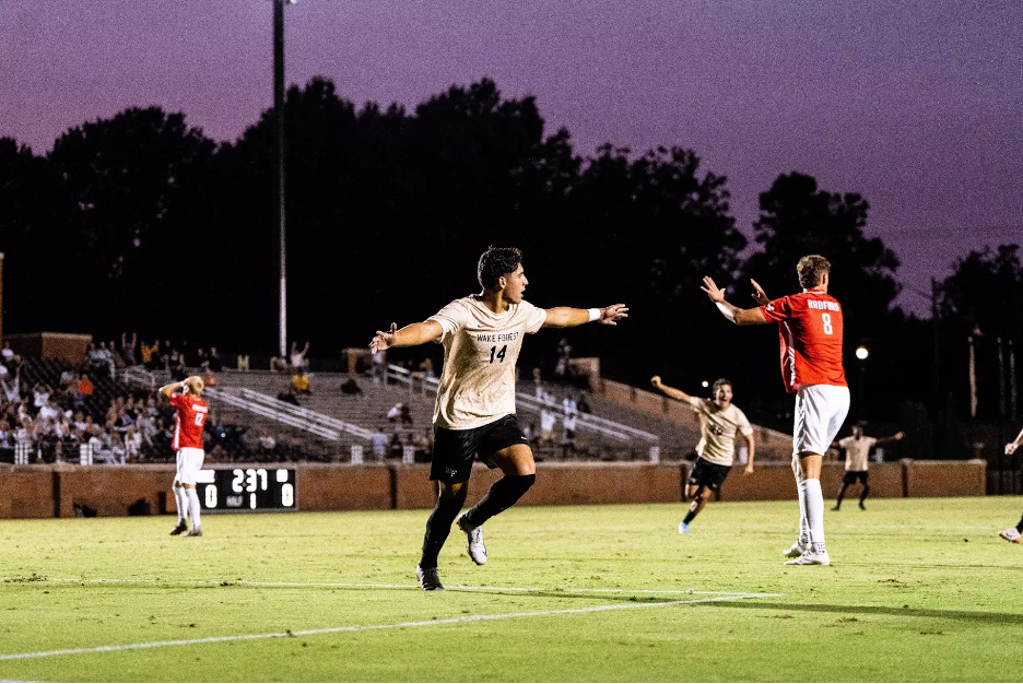 Wake Forest freshman Ryan Belal scored a goal for the Demon Deacons in their shutout of Radford. (Photo courtesy of Wake Forest Athletics) 