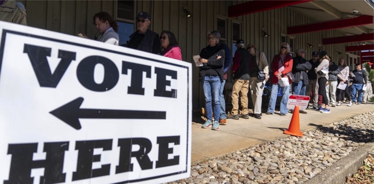 Despite the impacts of Hurricane Helene, many continue to make voting a priority, as the polls for in-person, early voting in Black Mountain, NC remained busy on Oct. 17. (Courtesy of Stephanie Scarbrough/AP News)