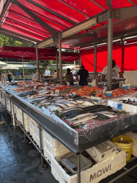 A fish market in the Vieux Port of Marseille.