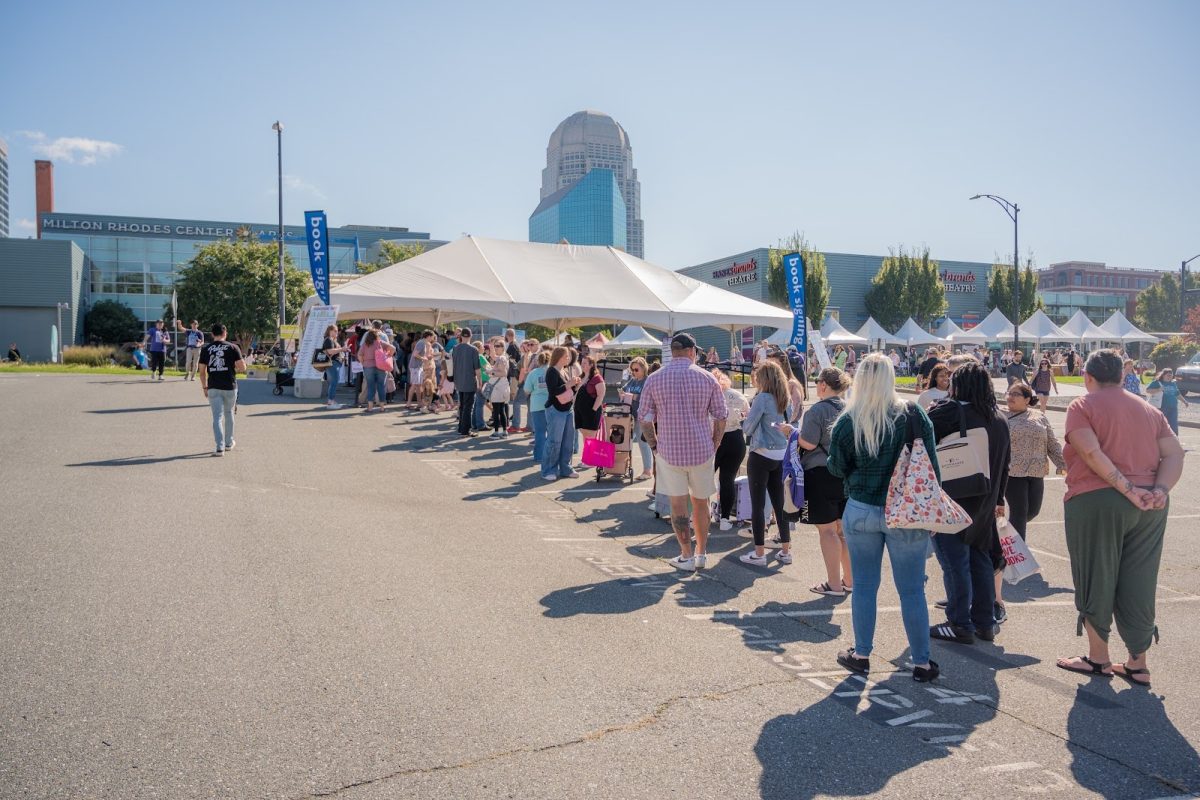 Festival attendees wait in line to have their books signed by authors. (Courtesy of MJS Live Productions)