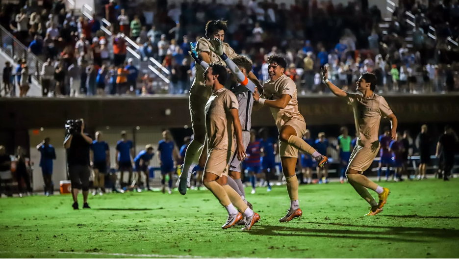 Wake Forest Men’s Soccer celebrates their ACC Championship quarterfinals victory over fourth-seeded No. 12 SMU after falling to the Mustangs just days prior. (Photo courtesy of Wake Forest Athletics)