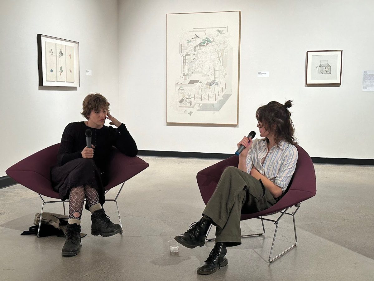 Willa Wasserman (left) and Jane Alexander (right) sit down to begin their discussion on Wasserman's work in the Reese Collection.