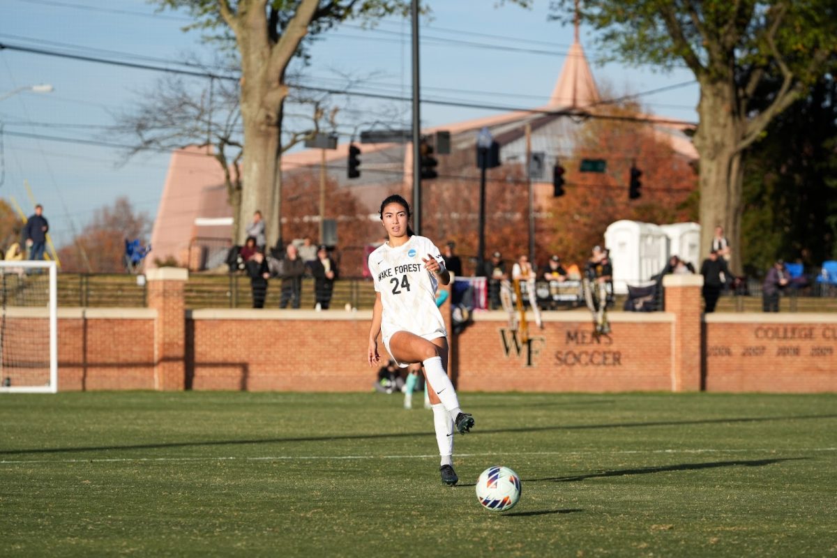 Senior defender Zara Chavoshi (24) moves the ball upfield in the second half of the sweet sixteen match against Ohio State on Nov. 24.