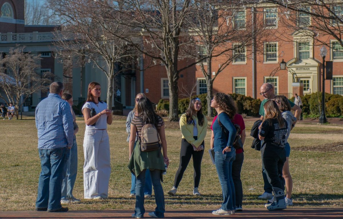 Prospective Students receive tour of Hearn Plaza