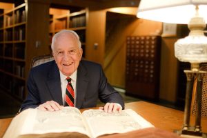 Ed Wilson in the Z. Smith Reynolds Library Rare Books Room in 2010. (Photo Courtesy of Wake Forest University)
