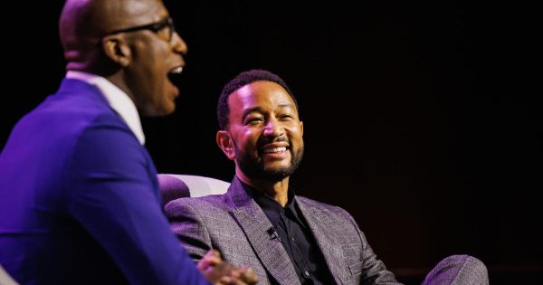 Throughout the conversation, Legend reinforced the importance of believing in oneself, addressing many of the students and young professionals in the room who are just beginning their careers. Photo courtesy of Greensboro News and Record
