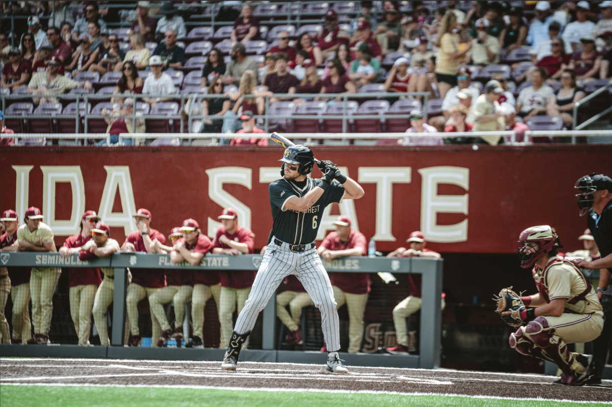 Kade Lewis (6) has continued on a highly productive season at the plate so far, including at one of the hottest teams in the country- the No. 4-ranked Florida State Seminoles. (Photo Courtesy of Wake Forest Athletics)