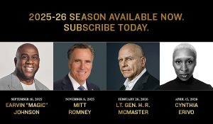 The speakers for the 2025-26 season were recently announced— Earvin “Magic” Johnson, Mitt Romney, Lt. Gen. H. R. McMaster and Cynthia Erivo. Photo courtesy of facetoface.wfu.edu
