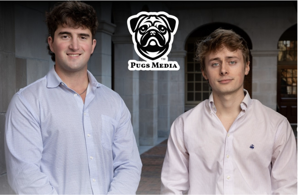 Class of 2025 alumni, Connor Flannery (right) and Charlie Phinney (left), and co-founders of Pugs Media. (Photo courtesy of the Wake Forest Center for Entrepreneurship)