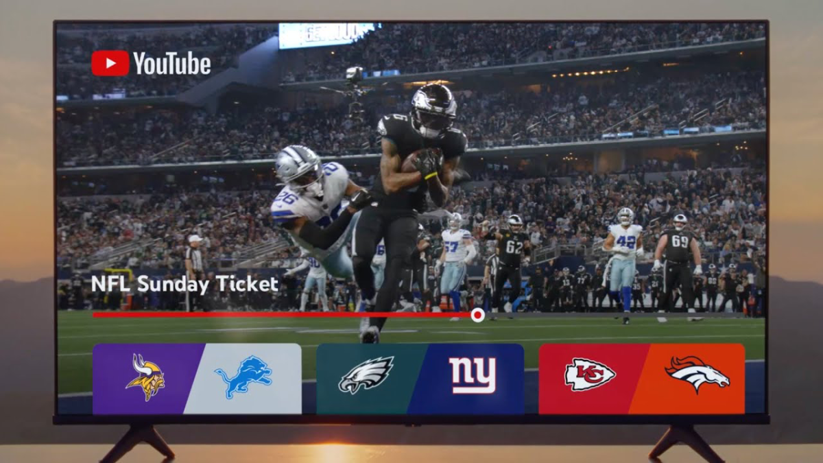 NFL Sunday Ticket page on YoutubeTV that many football fans have seen throughout the season. (Photo courtesy of YouTube)