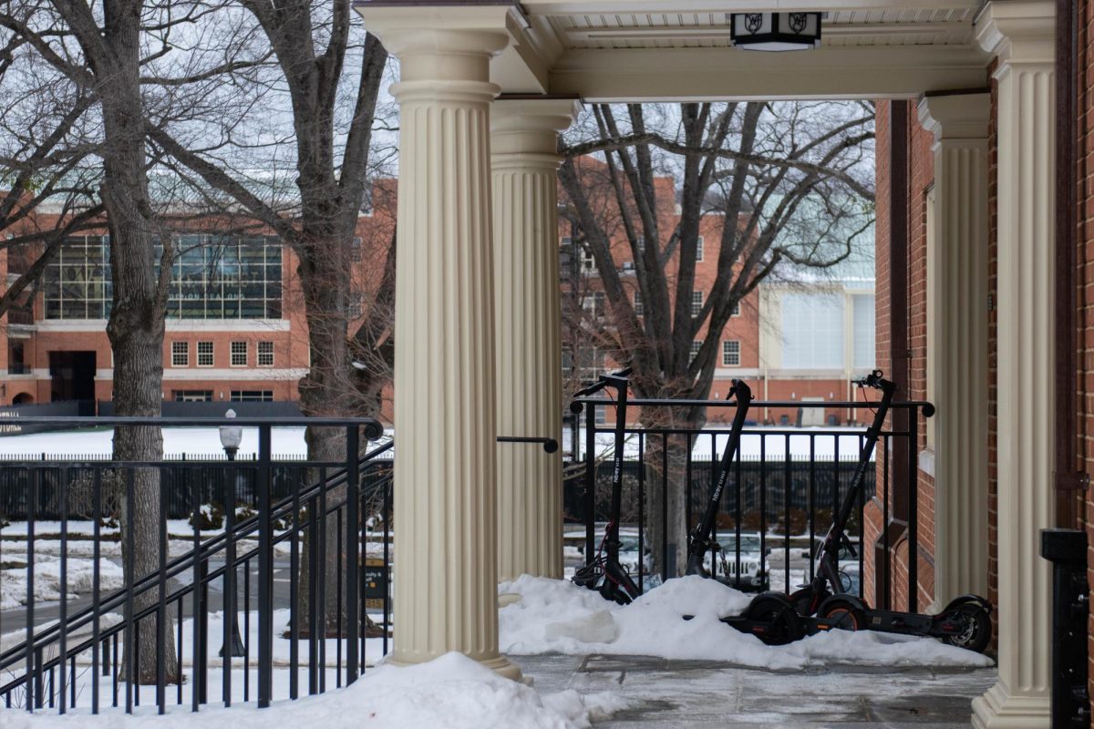 Scooters are often parked outside residence halls, making scooter thefts more frequent. 